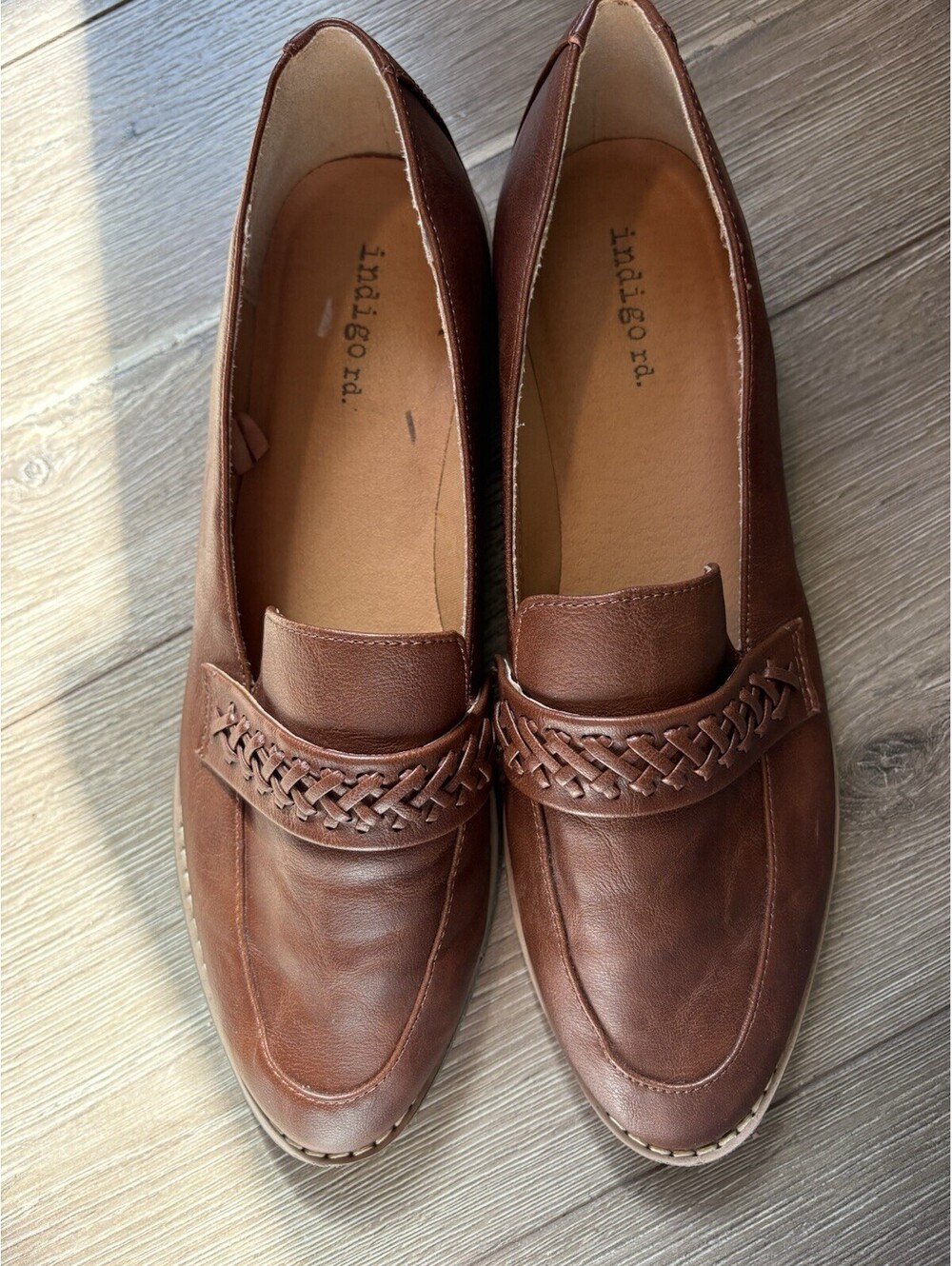 Indigo Rd Women's Faux Leather Slip On Shoes Flat Loafers Brown Size 9